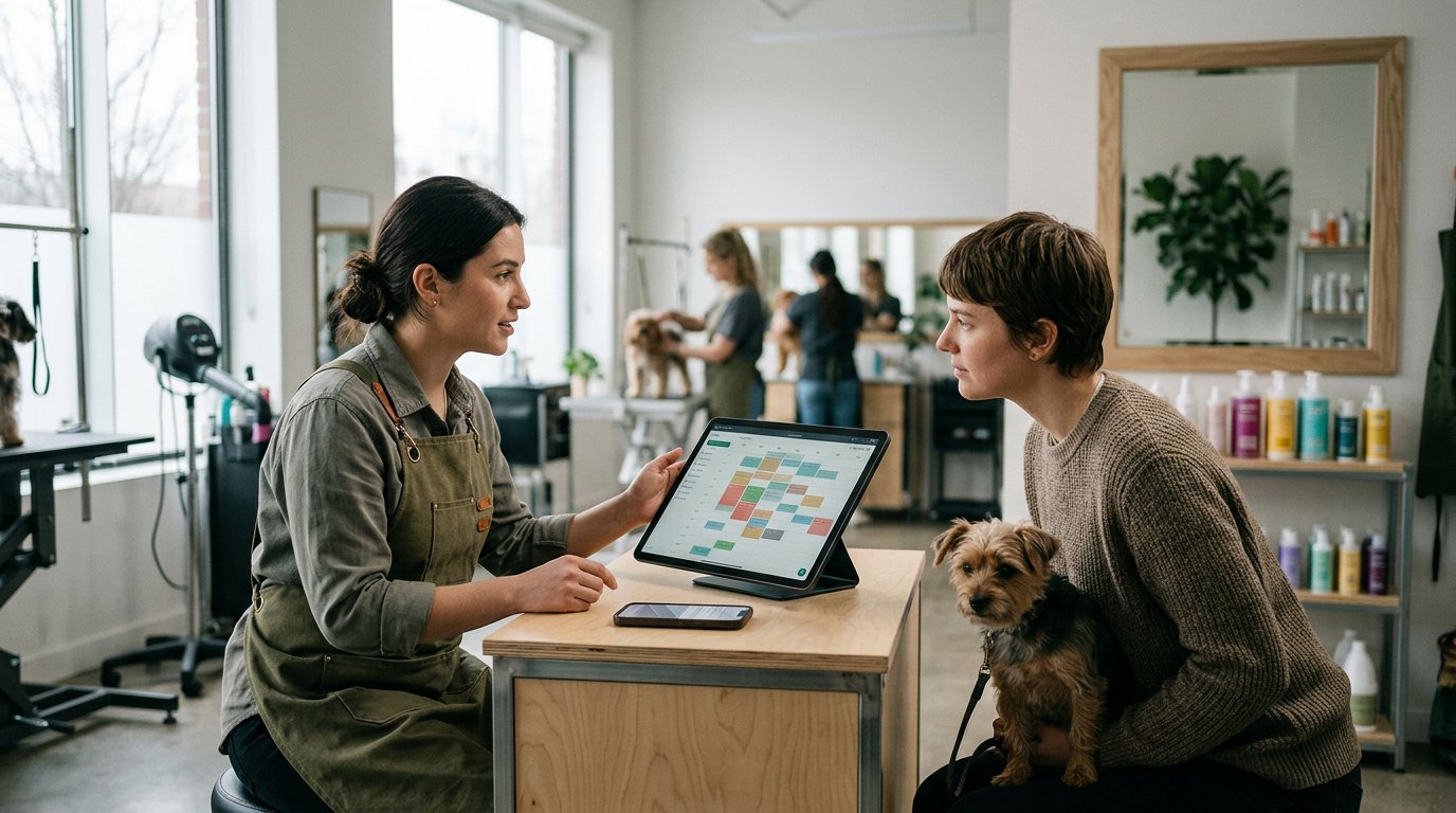 appointment scheduling + online booking SaaS — online booking, appointment scheduling, no-show reduction, calendar software, automated appointment reminders illustrating Appointment Booking App: How GetTimePad Works